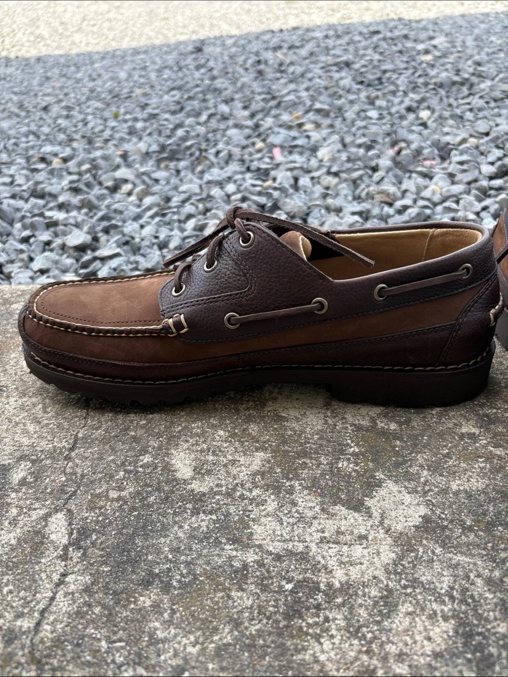 L. L. Bean Men's Brown Two-Tone Leather & Suede Boat Shoes